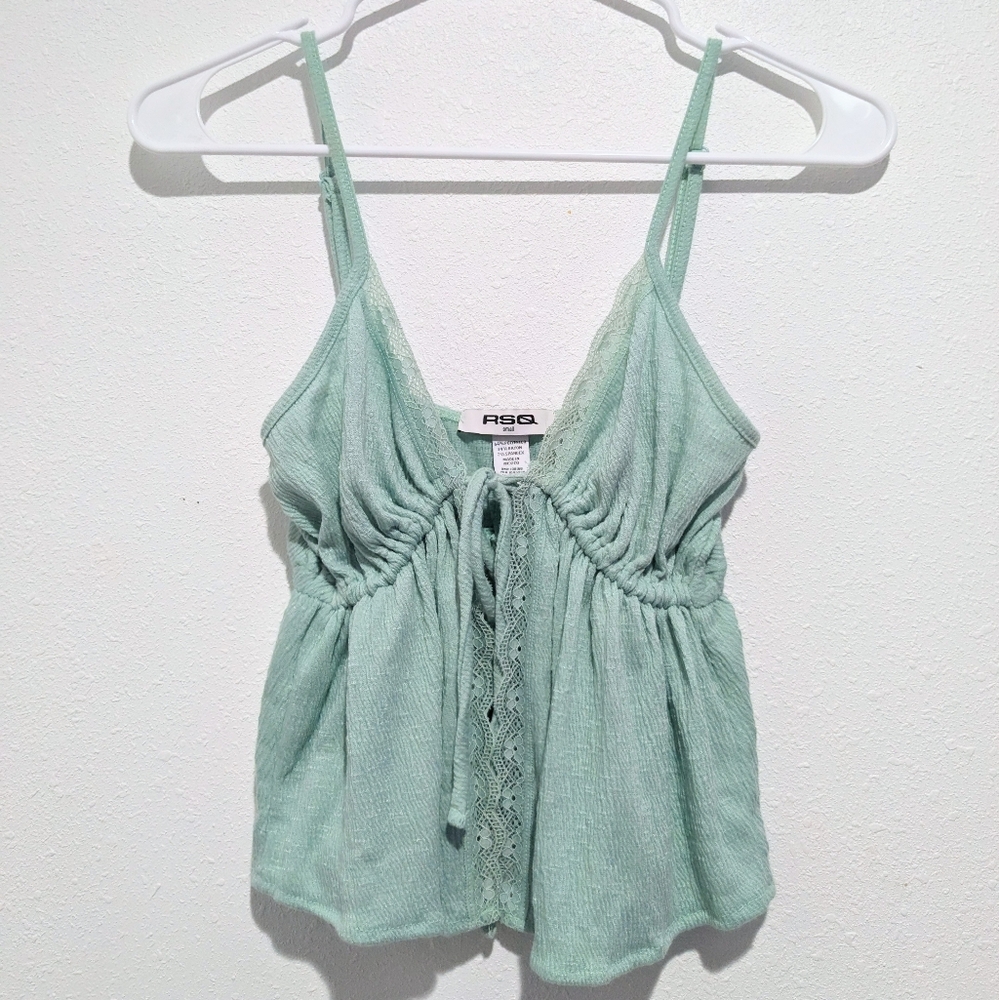 Blue/green RSQ flyaway lace trim cami (S)